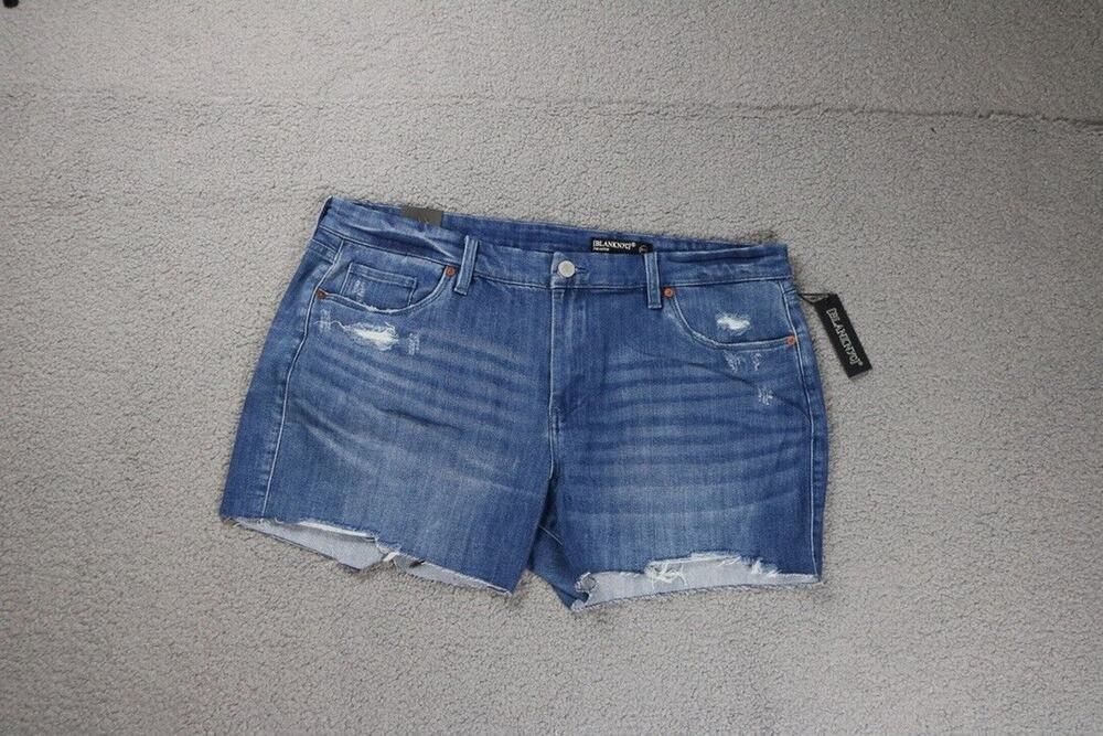 BlankNYC Shorts Womens 20W Astor Cut-off Blue Denim Stretch New
